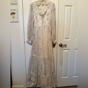 70’s vintage Blue and Red floral Voile Gunne Sax dress RARE size 13!